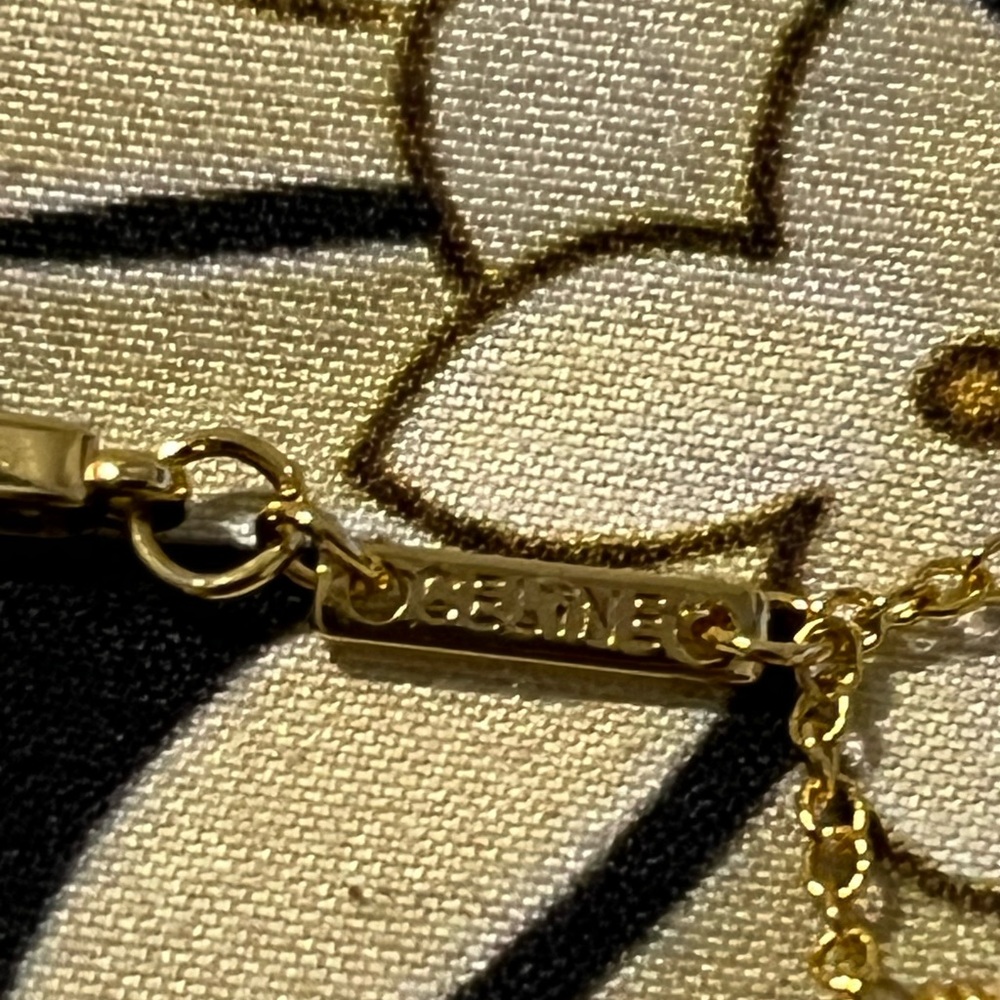 Celine Triomphe Pearl Chain Bracelet Gold Plated 7” Adjustable Dainty Designer - Picture 8 of 10